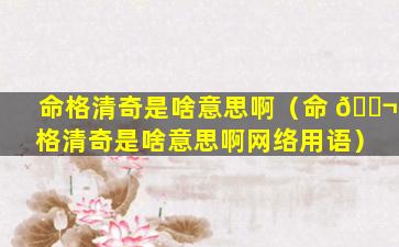 命格清奇是啥意思啊（命 🐬 格清奇是啥意思啊网络用语）